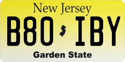 NJ license plate B80IBY
