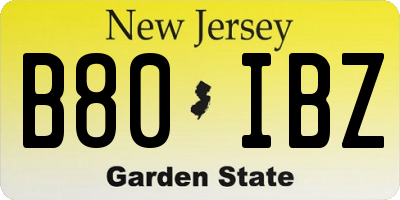 NJ license plate B80IBZ