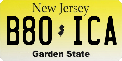 NJ license plate B80ICA