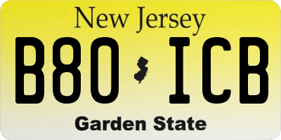 NJ license plate B80ICB