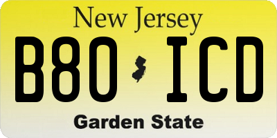 NJ license plate B80ICD