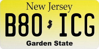 NJ license plate B80ICG