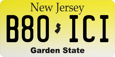 NJ license plate B80ICI