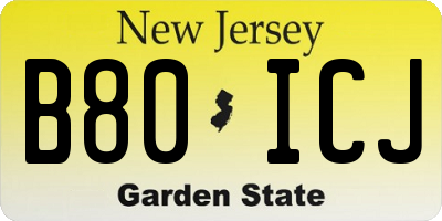NJ license plate B80ICJ