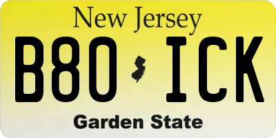 NJ license plate B80ICK