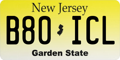 NJ license plate B80ICL