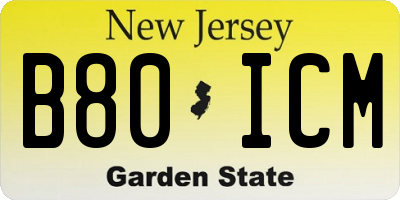 NJ license plate B80ICM