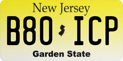 NJ license plate B80ICP
