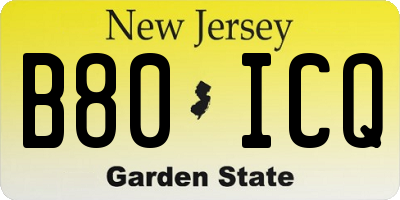 NJ license plate B80ICQ