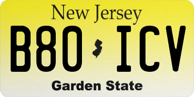 NJ license plate B80ICV