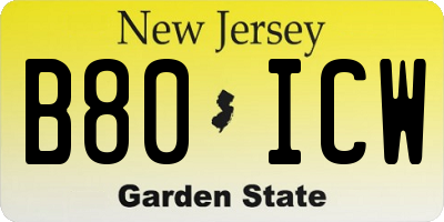 NJ license plate B80ICW