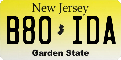 NJ license plate B80IDA