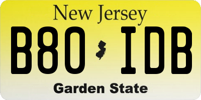 NJ license plate B80IDB