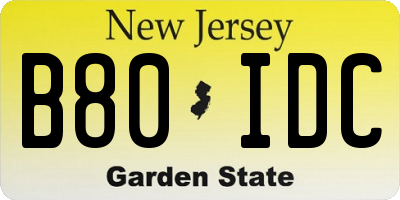 NJ license plate B80IDC