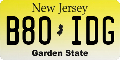 NJ license plate B80IDG