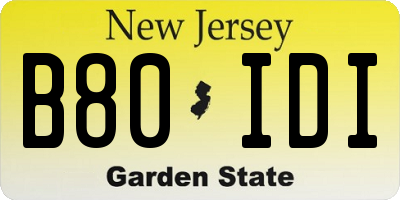 NJ license plate B80IDI