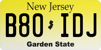 NJ license plate B80IDJ
