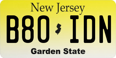 NJ license plate B80IDN