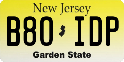 NJ license plate B80IDP