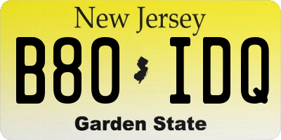 NJ license plate B80IDQ