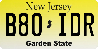 NJ license plate B80IDR