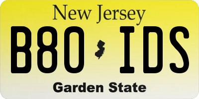 NJ license plate B80IDS