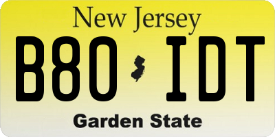NJ license plate B80IDT