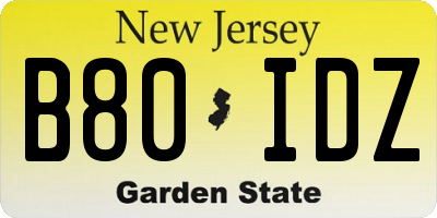 NJ license plate B80IDZ