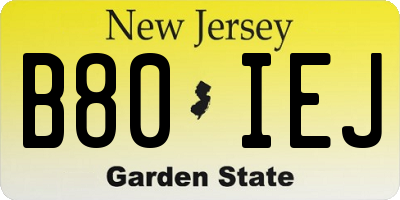 NJ license plate B80IEJ