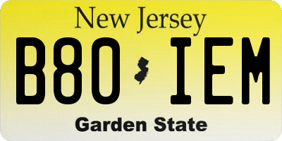 NJ license plate B80IEM