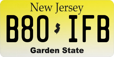 NJ license plate B80IFB