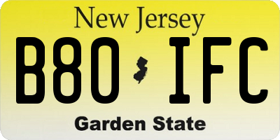 NJ license plate B80IFC