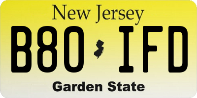 NJ license plate B80IFD