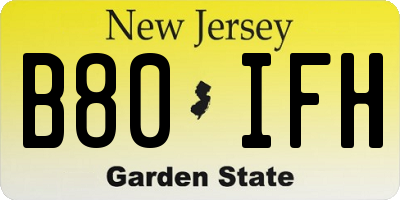 NJ license plate B80IFH