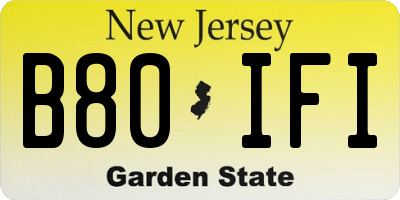 NJ license plate B80IFI