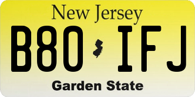 NJ license plate B80IFJ