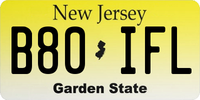 NJ license plate B80IFL