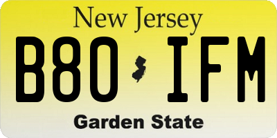 NJ license plate B80IFM