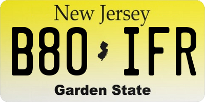 NJ license plate B80IFR