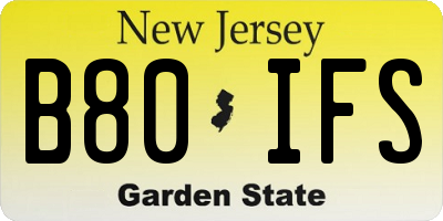 NJ license plate B80IFS
