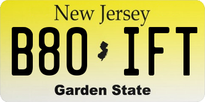 NJ license plate B80IFT