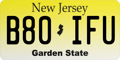 NJ license plate B80IFU