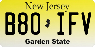 NJ license plate B80IFV