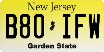 NJ license plate B80IFW
