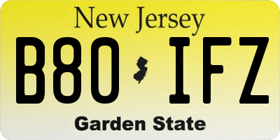 NJ license plate B80IFZ