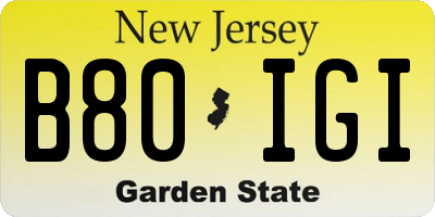NJ license plate B80IGI