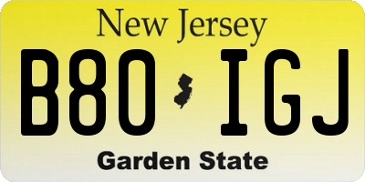 NJ license plate B80IGJ