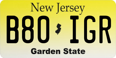 NJ license plate B80IGR