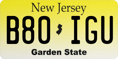 NJ license plate B80IGU