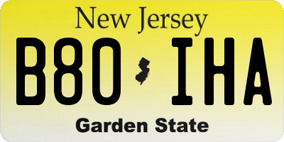 NJ license plate B80IHA